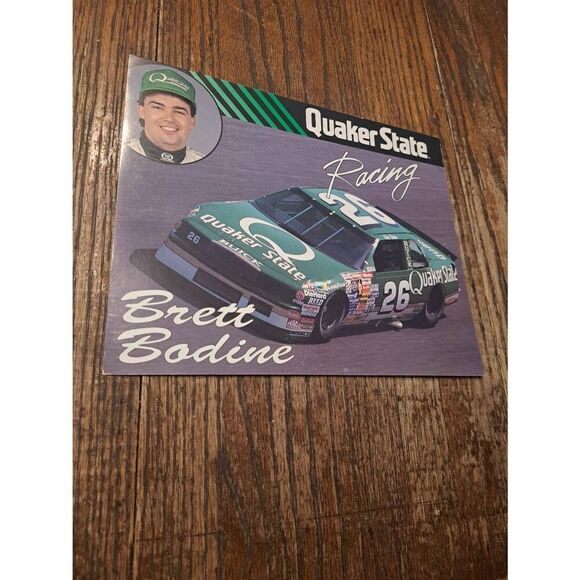 VTG 1990 Brett Bodine Quaker State Racing Driver Card NASCAR King Racing Buick - Picture 1 of 6